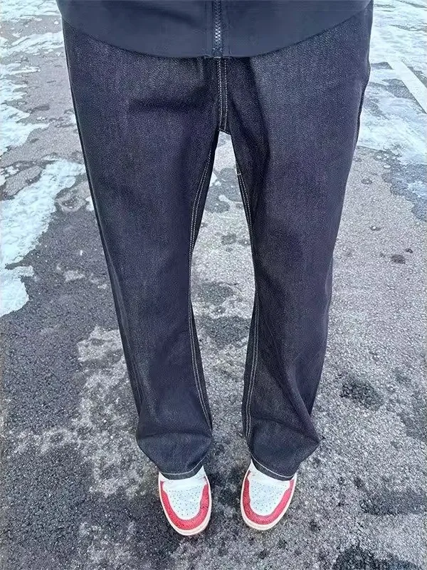 

Мужские джинсы из денима оригинального цвета, свободные прямые брюки в американском уличном стиле, весна-осень, новые, износостойкие, винтажные