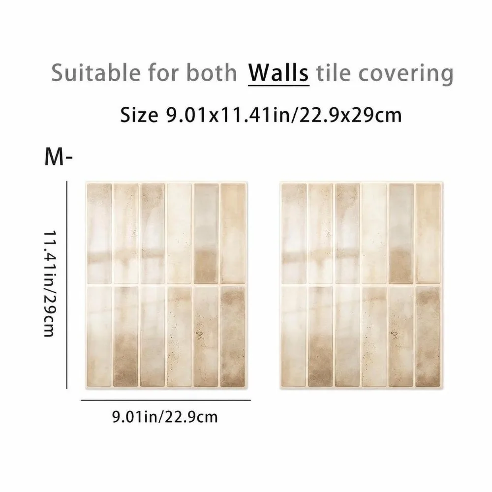 2PCS Vintage PVC Self Adhesive Tile Sticker 2D Print Oil Proof Backsplash Cover Wallpaper Peel And Stick Wipe Clean