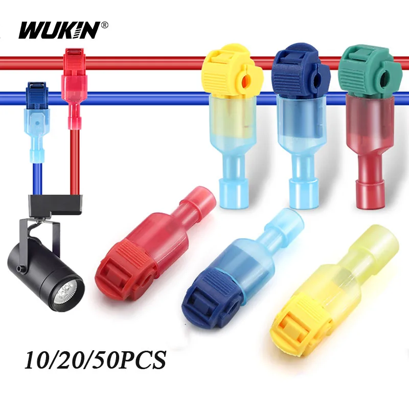 10/20/50PCS T-type Crimp Terminal Quick Peel-Free Insulated Electrical Connector Splice Wire And Cable Connection Clip Terminals