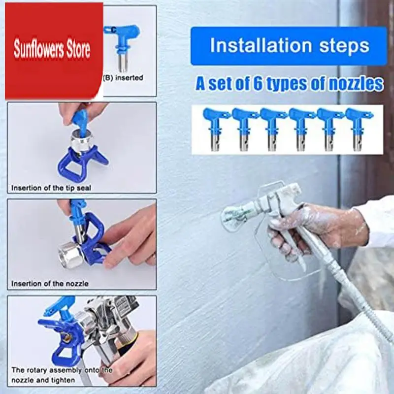 

Spray Tips For Airless Sprayer, Reversible Paint Spray Guns Nozzles Set, Reversible Airless Sprayer Nozzle Tips, 6 Pack