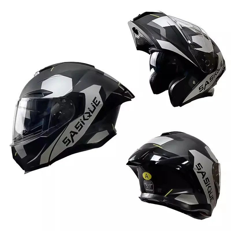 New Motorcycle Double Lenses Large Tail Helmet Men Women Scooter Travel Full Helmet Motocross Casque Moto Equipments Accesorios