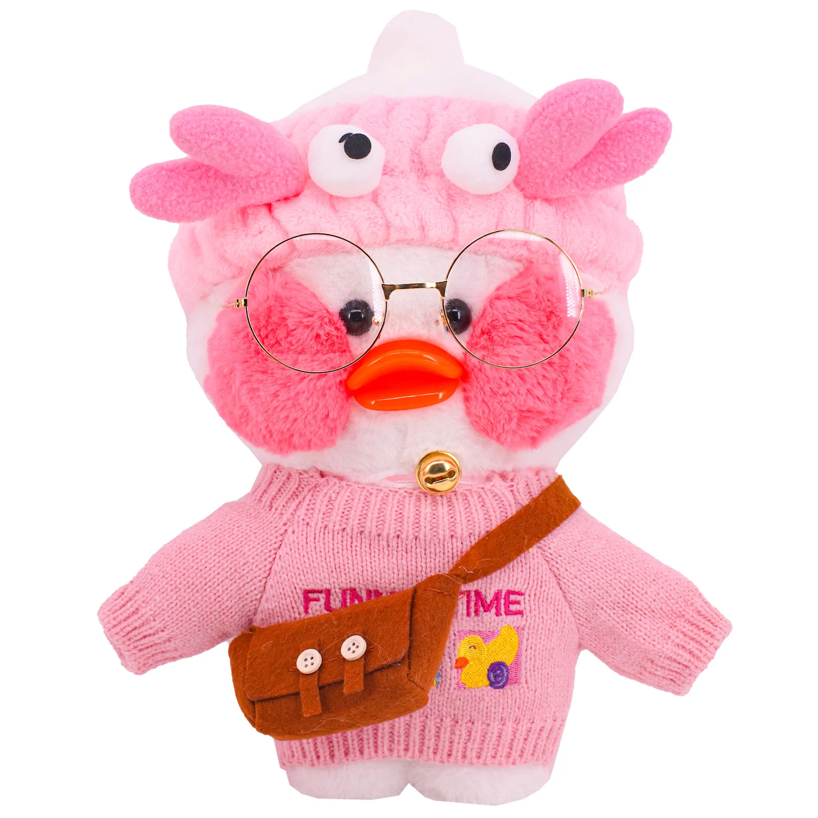 2 Pieces Duck Lalafanfan Doll Clothes Bag Kawaii Plush Bear Sweater Hoodie Stuffed Toy For 30cm Doll Duck Accessories Plush Toys