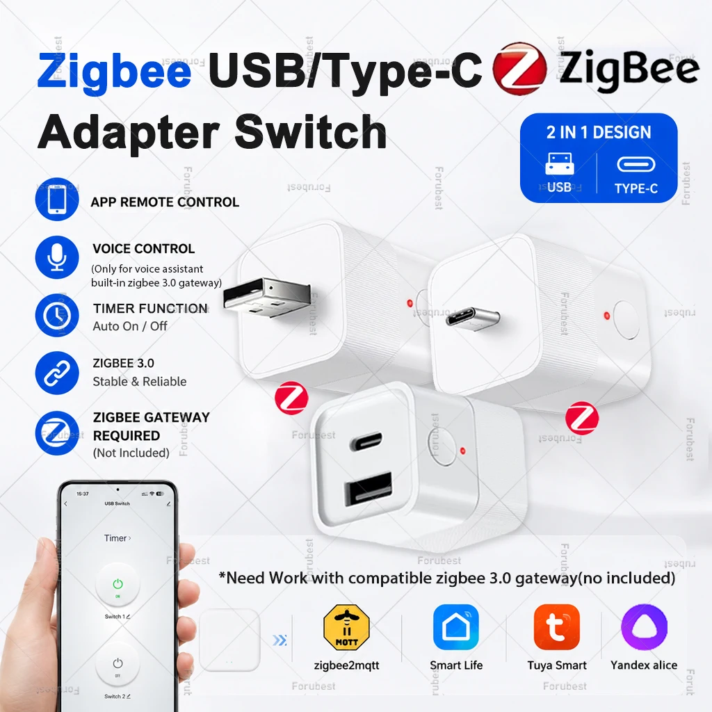 Zigbee Zigbee 3.0 Micro USB Type-C Adaptor Switch Mini USB Power Adaptor Charger Plug Need Gateway Work With Smart Life TUYA Z2M Yandex - Aliexpress Deal