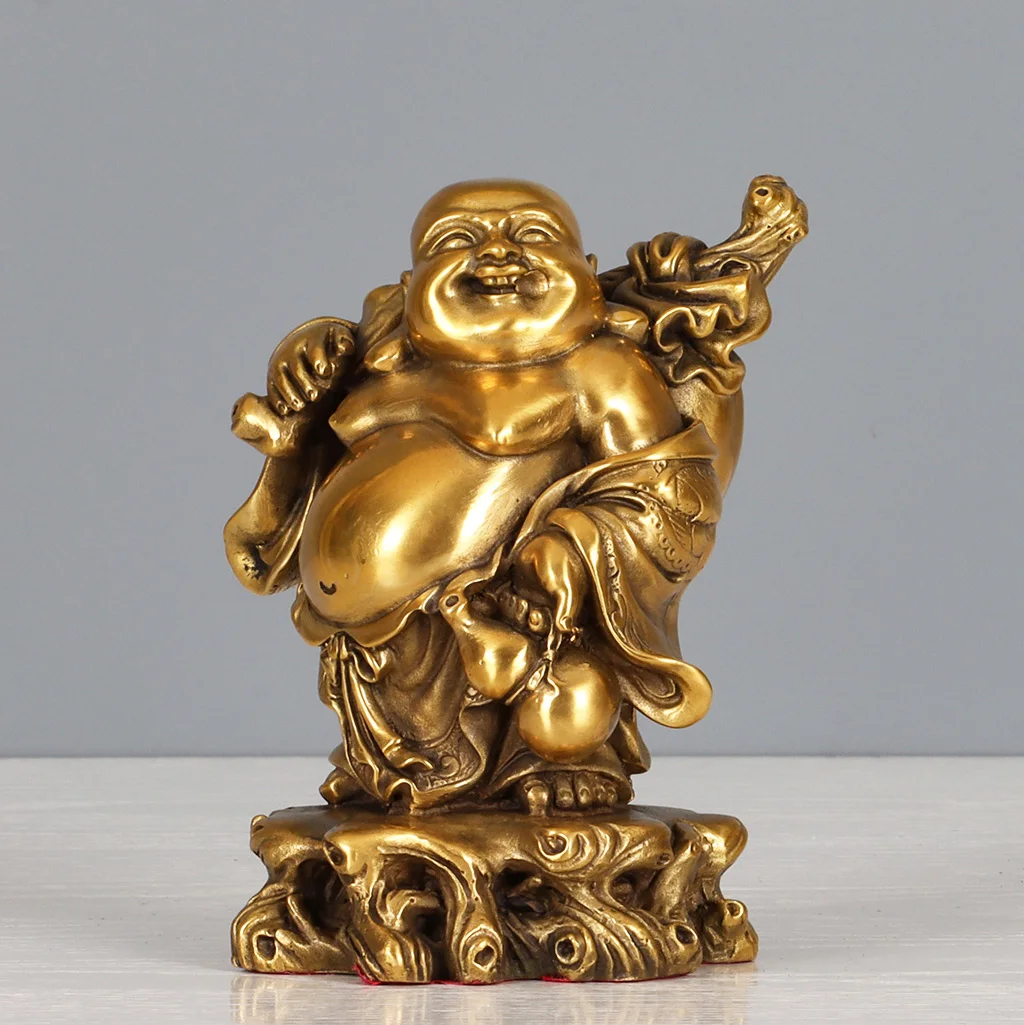 

Brass Maitreya Bodhisattva Statue Figurine Gold Happy Lucky Buddha Sculpture Tibetan Buddhism Handicrafts Home Decoration