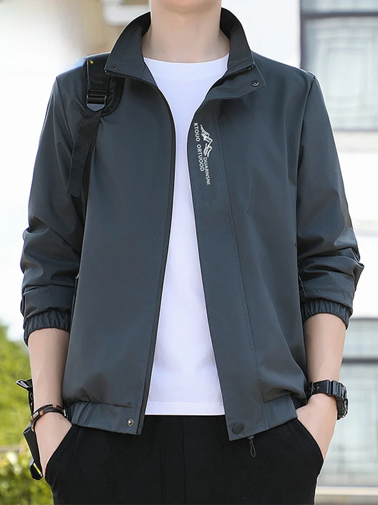 

Faionable повседневная тонкая мужская куртка с воротником-стойкой, осенне-зимняя верхняя одежда, ветрозащитная, легкая, из полиэфирного волокна, Long Sve