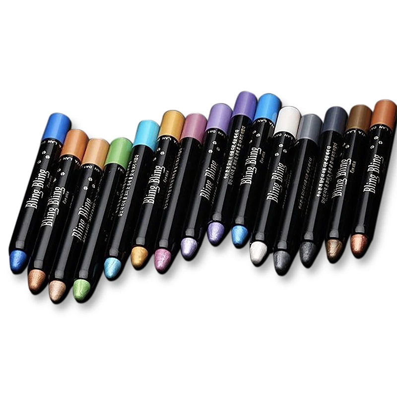 Waterproof Pearlescent Eyeshadow Pencil Stick 15 Colors Lasting Glitter Shimmer Eye Shadow Pen Eyeliner Stick Eyes Makeup Tools