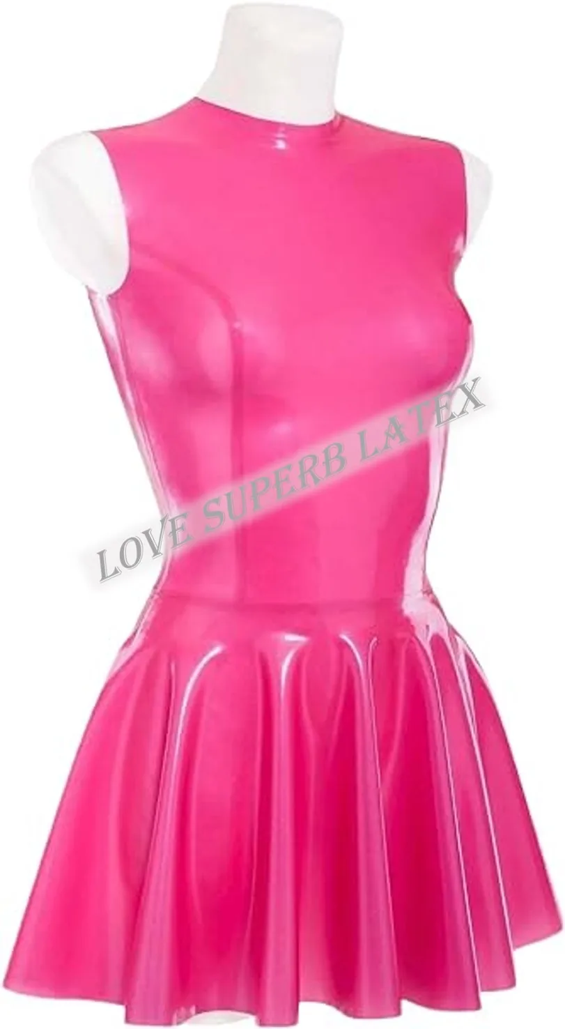 Handmade Latex Dress A Line Skirt Sexy Lady No Zipper Cute Party Women's Bodysuit Wear Customized