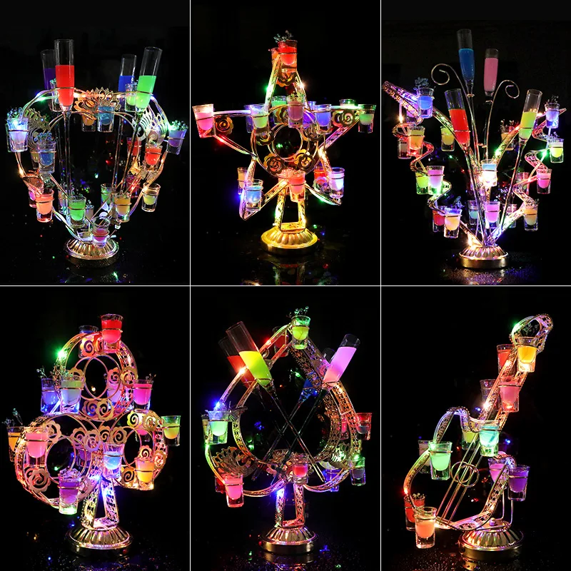 

Бар Коктейль Креативная светящаяся вращающаяся стойка для бокалов для вина Ночной КТВ Essential Theme One Bullet Стойка для бокалов для вина