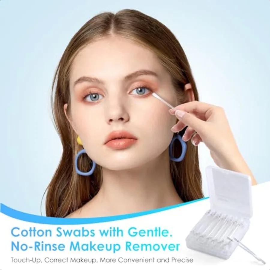 50 Count Makeup Remover Cotton Swabs Eye Lip Sticks remover With White Lily LiquidFilled Makeup Remover Swabs Space Saving and