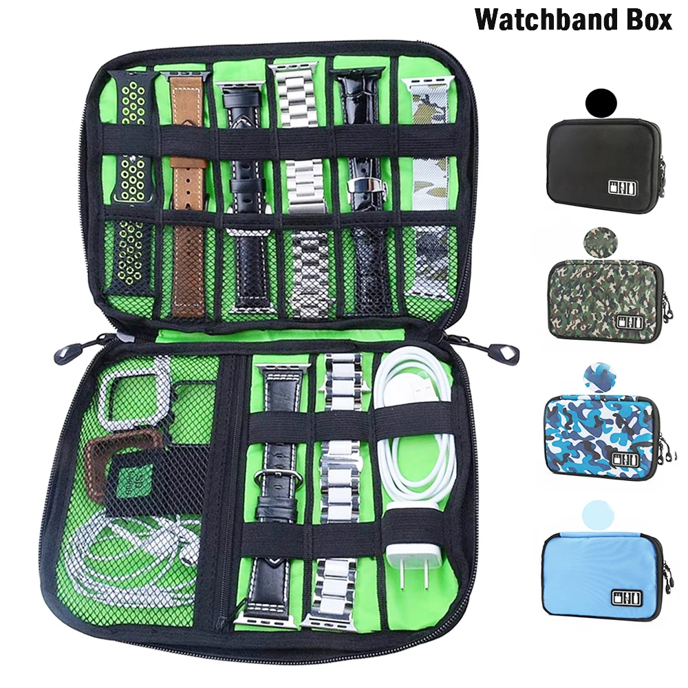 Organizer Bag for apple watch band 44mm series 9 8 7 6 5 4 3 Se Ultra Smart Silicone straps boxes for samsung galaxy watch 6/5/4