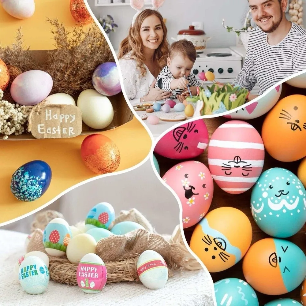 10pcs Simulation Plastic Fake Eggs Eggshell Drawing Artificial Incubation Eggs Teaching Non-Toxic Simulation Egg for Hens