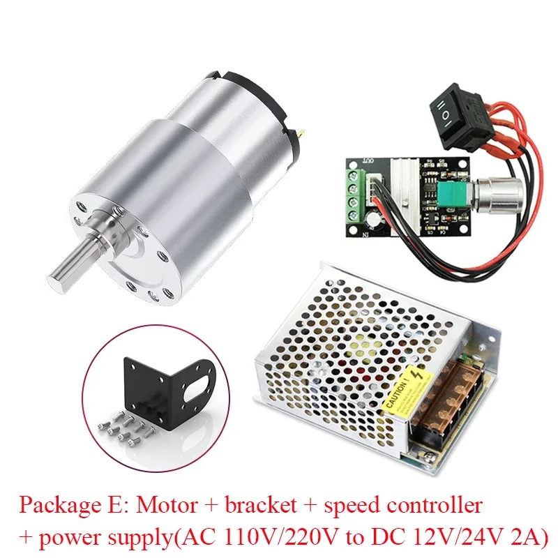 JGB37-520 DC 12V 24V Reduction Gear Motor Large Torque High Power 15kg 7RPM-960RPM 520 Gear Motor Reversed Motor