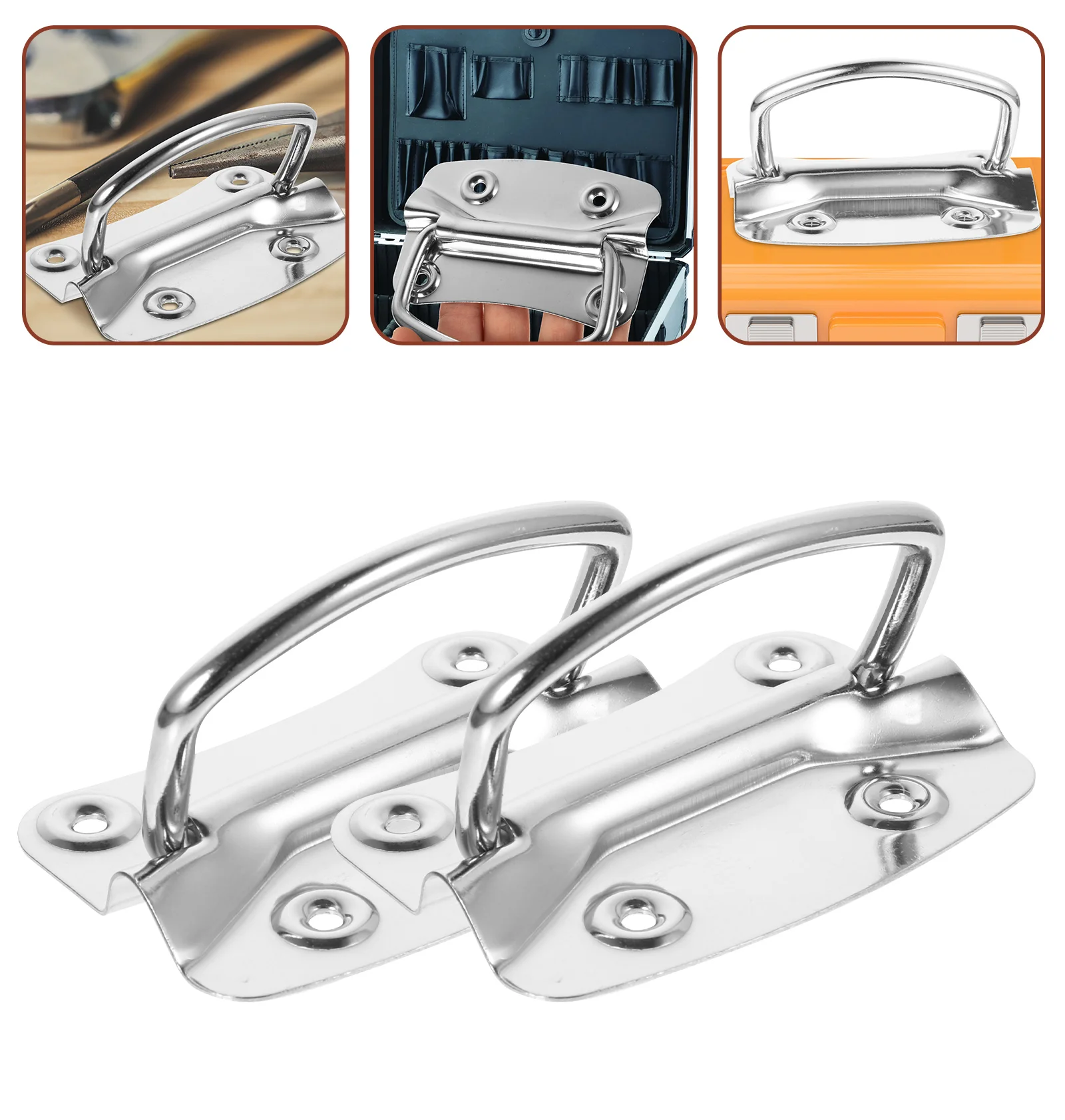 

2pcs Stainless Steel Box Handle Heavy Duty Pull For Toolboxes Kitchen Cabinets Door Handles 4 Holes Durable Grip Luggage