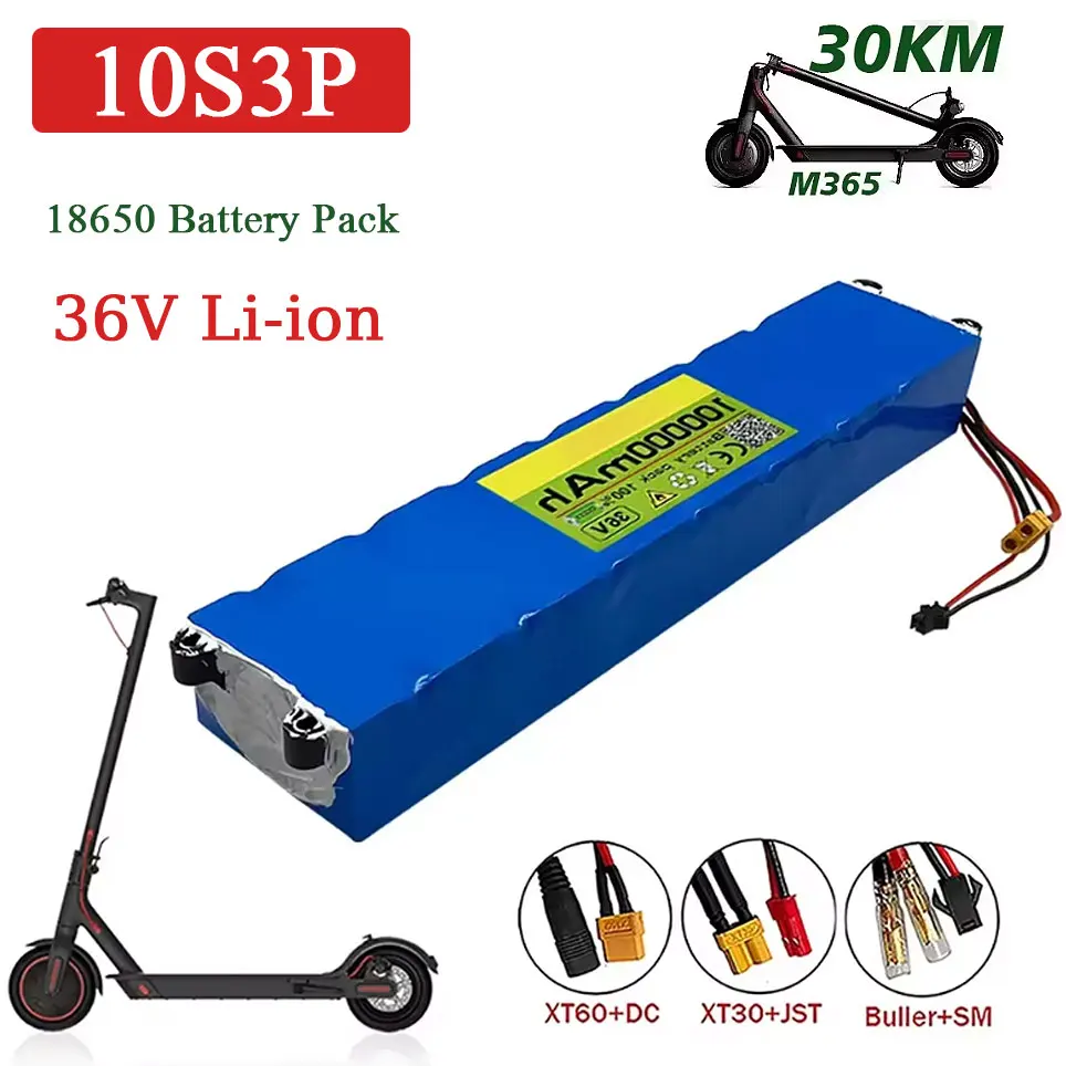 Electric bicycle battery pack, 18650 lithium-ion battery, high power and capacity, 42V motorcycle scooter, 10S3P, 36V, 100Ah, 50