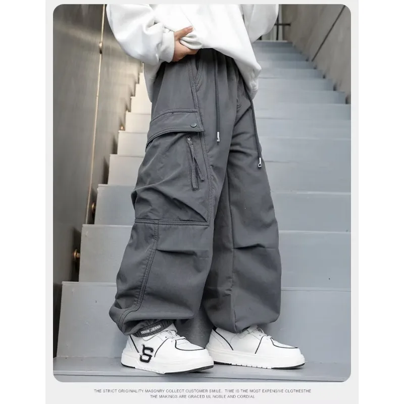 2026 Kinder Jungen Schicke Overalls UNITIM Herbst 4-14 Jahre Teenager Jungen Gerade Hose Locker Junge Elastischer Bund Hosenträger – Detail 12