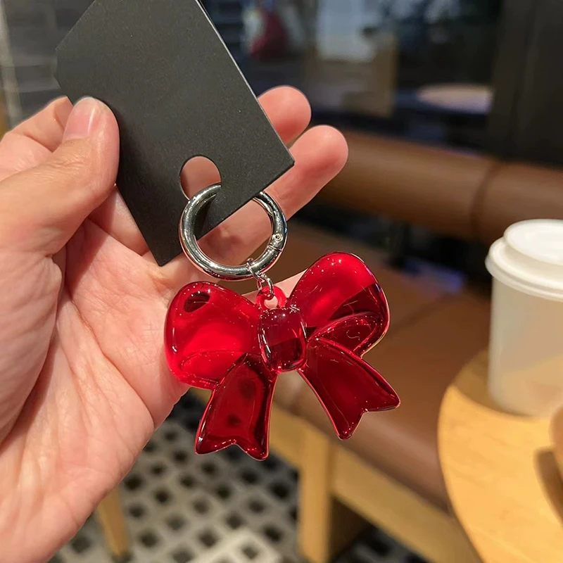 Einfacher großer Acryl-Schlüsselanhänger mit Schleife für Tasche, Temperament, rote Schleife, Knoten-Schlüsselanhänger, Anhänger, vielseitiges Telefonzubehör