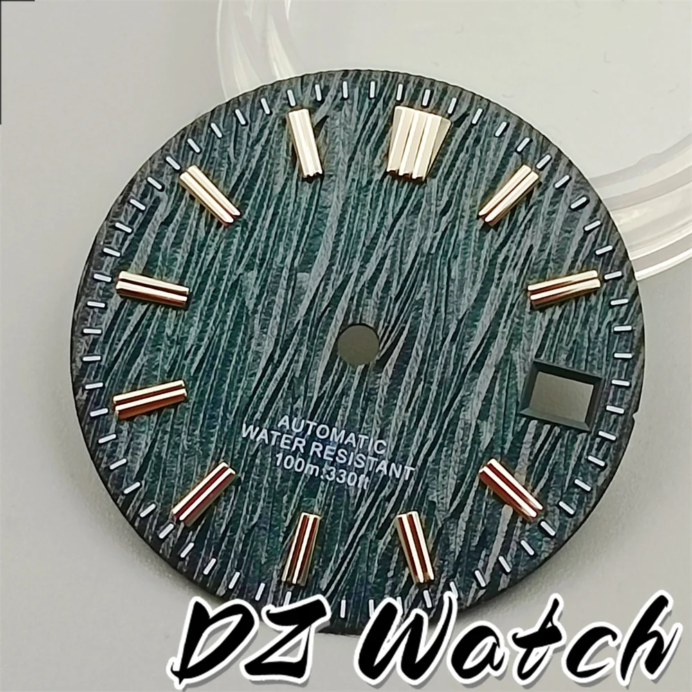 DZ 29mm Watch Dial Black Blue White Dark Green With Birch Texture Design Fit For NH35 NH36 Movement Watch