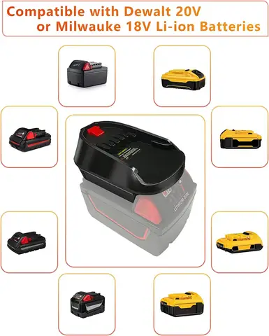 DM18BosC Battery Adapter for Dewalt 20V Max and Milwaukee 185V Li-ion Battery to Bosch 18V PBA Li-ion Battery Pack