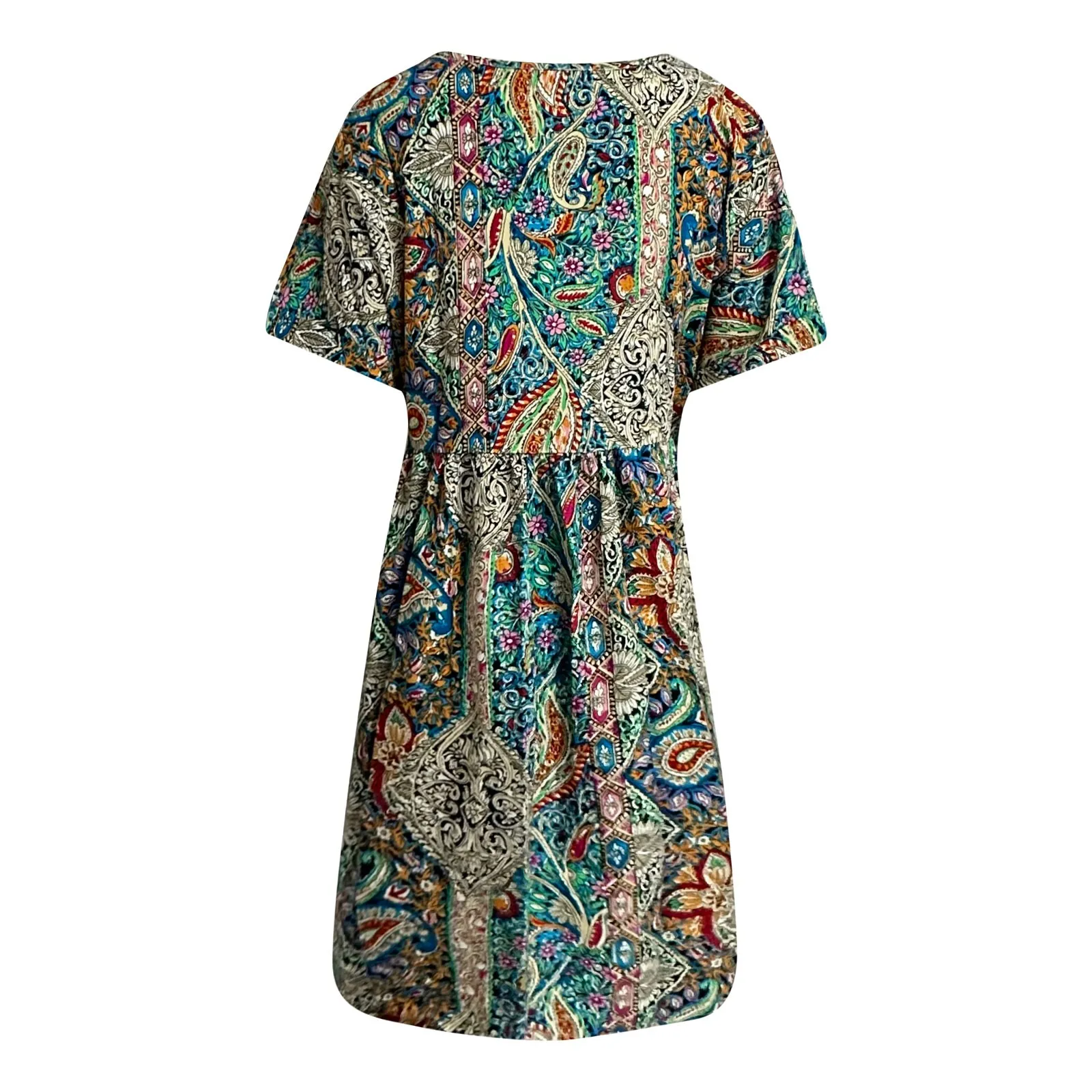 Women\'s Summer Flowers Print Mini Dress Vintage Boho Bohemian Dresses Beach Short Dress Ladies Summer Casual Sundress Holiday