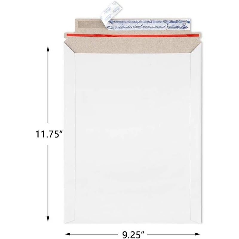 9x11.5 Self Seal Photo Document Mailers 25 Pack Stay Flat White Cardboard Envelopes, 9.25 x 11.75 Inches