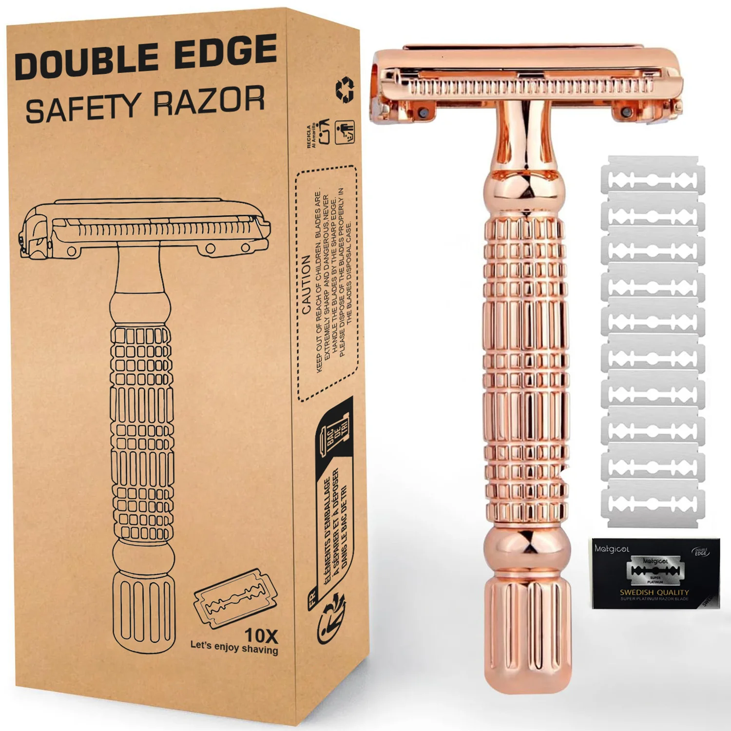 Rose Gold Butterfly Safety Razor for Women Eco Friendly Reusable Classic Metal Manual Shaving Razor Face Body Use