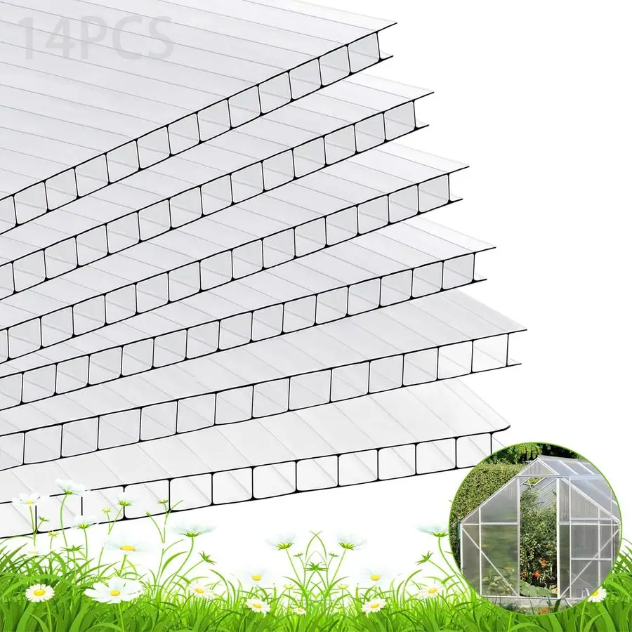 

Greenhouse Panels, TwinWall Polycarbonates Sheet, Clear Polycarbonate Panels for Greenhouse,Outdoor Garden, Plant Stand Roof 47.