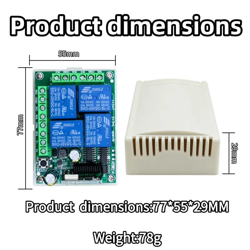 433MHz Universal Wireless Remote Control DC 12V 4CH Relay Receiver Module RF Switch 4 Button Remote Control Gate Garage Opener view 5