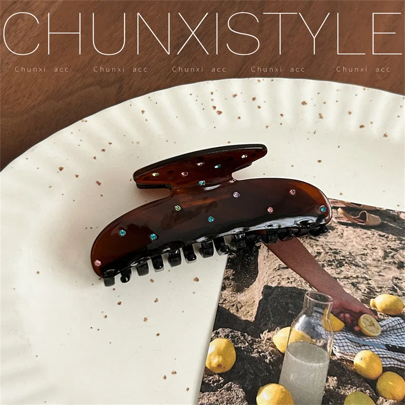 مشبك مخلب شعر كوري متلألئ من حجر الراين وتصميم منقط للنساء أنيق وحامل أوبدو منخفض على طراز فتاة حلوة