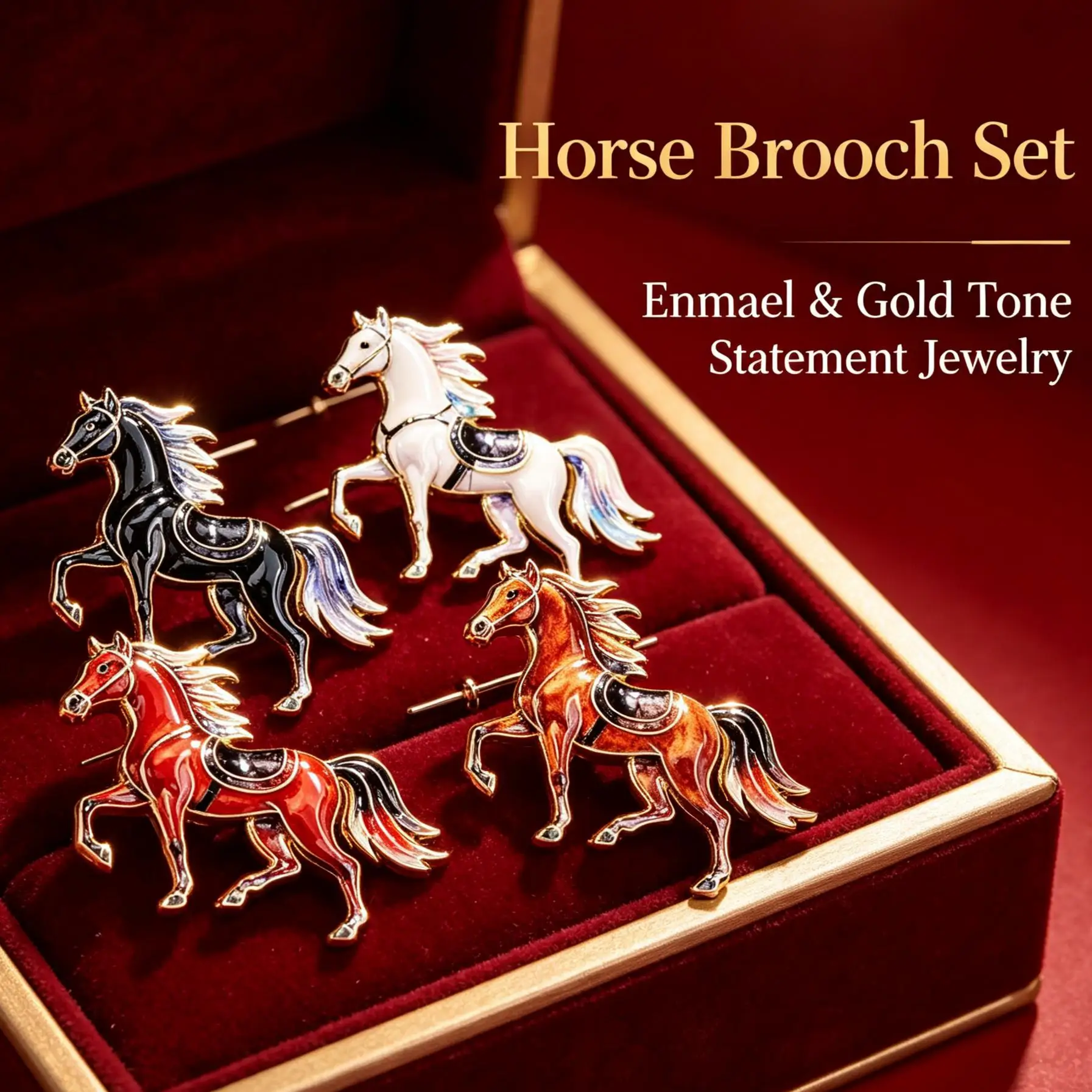 1/4Pcs Year Of The Horse Enamel Pin For Unisex Zodiac Horse Pony Brooch Clothing Backpack Accessory Metal Badge New Year Gift