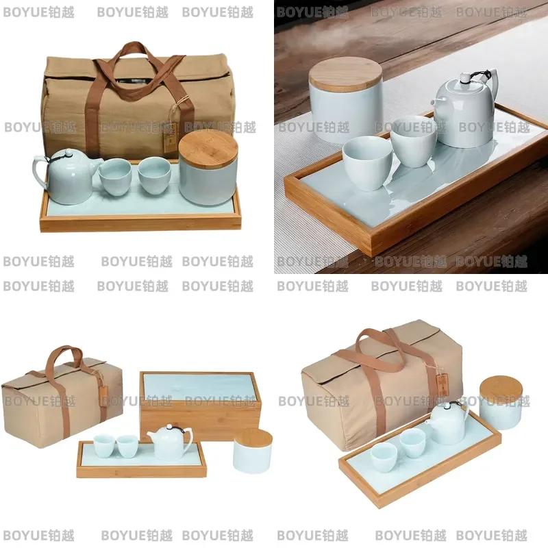 for High-grade Tea Porcelain Pot Set Packaging Box Empty Gift Box for White Green Black Tea Sealed Jar Customization