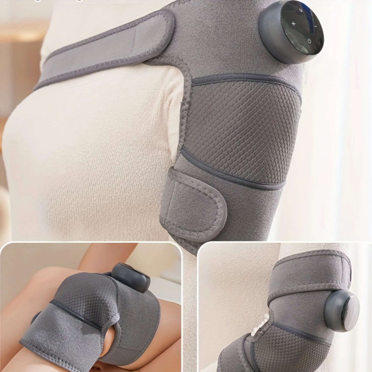 3-in-1 Adjustable Heat & Massage Strap for Shoulder, Knee, Elbow - Muscle Relief, Portable Design, Versatile Fit, Digital Interf