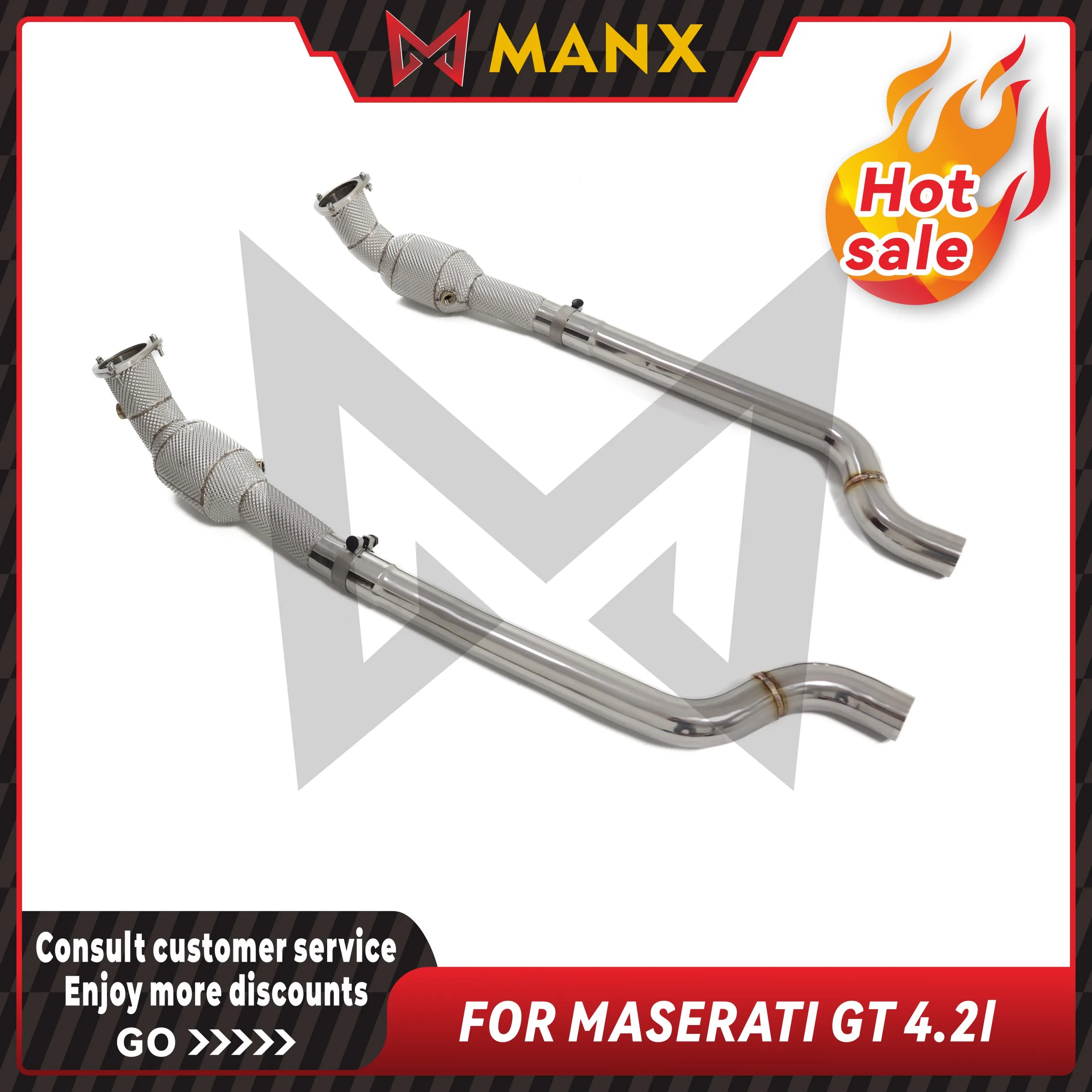 

MANX Car Exhaust system for MASERATI GT 4.2l Catalyzed Downpipe Catless Downpipe Stainless steels Performance exhaust pipe