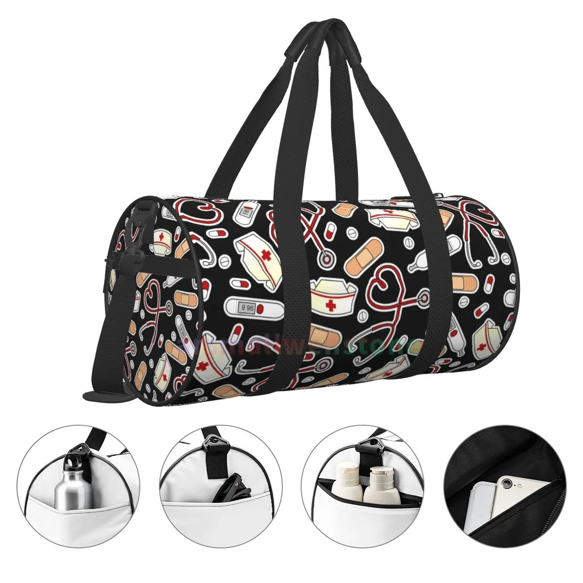 Bolsa de Yoga para médico de dibujos animados para mujer, mochila duradera para entrenamiento, bolsos redondos para Fitness al aire libre, bolsa de lona de viaje