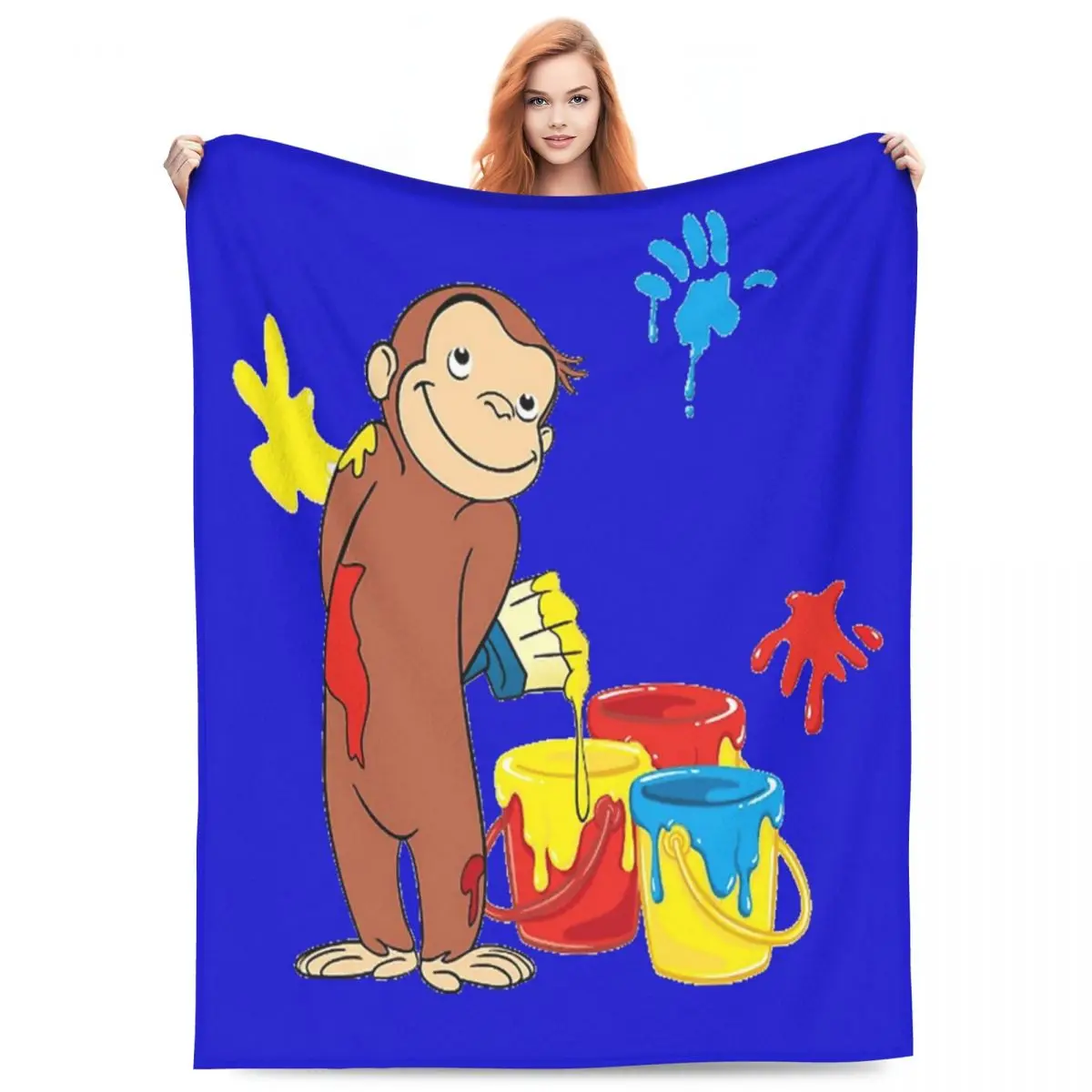 

Curious George Blanket Fleece Sofa Throw Blanket Lightweight Throw Blankets for Home Bedroom Travel Throws Bedspread Quilt