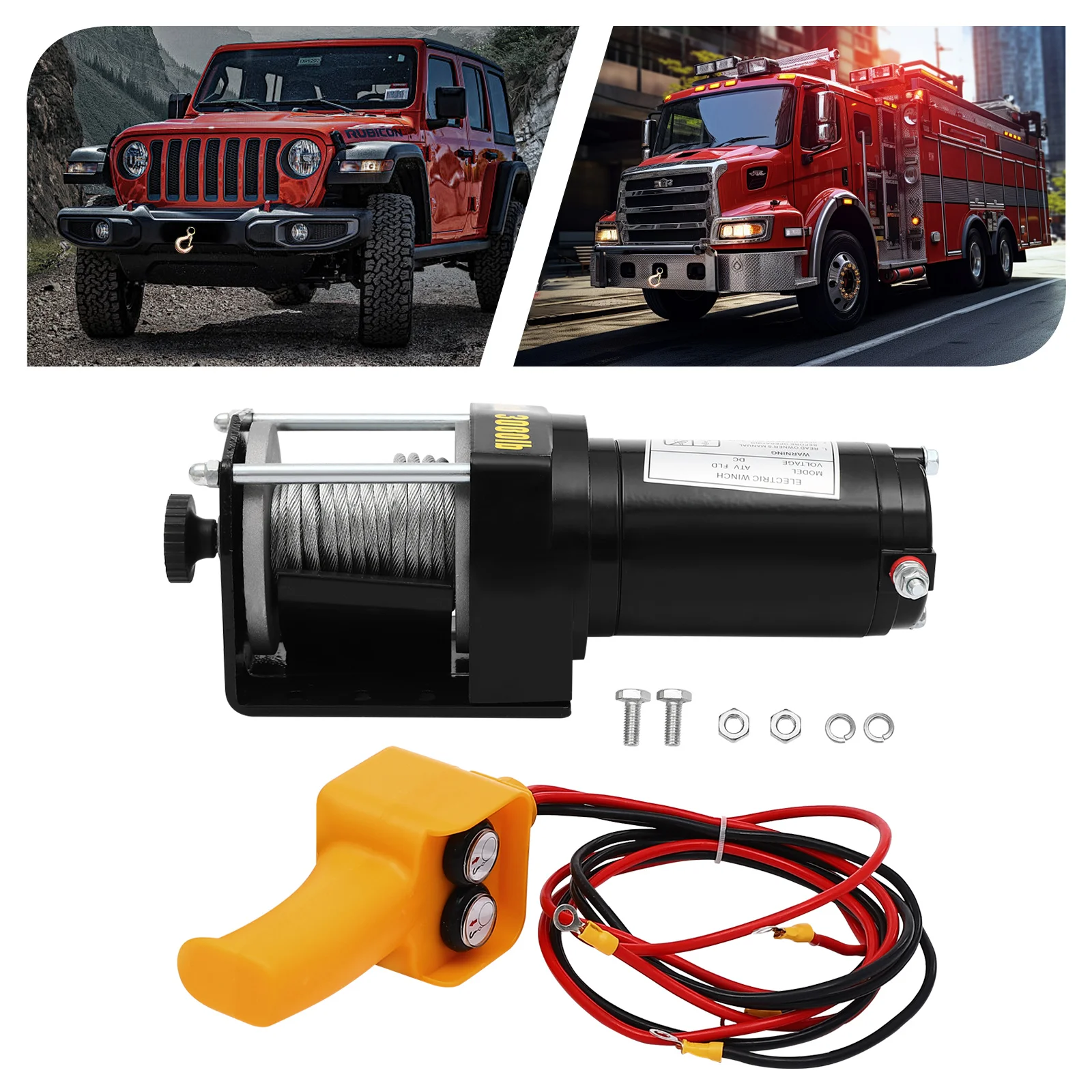 Electric Winch Kit 12V 3000 lbs Vehicle Self-rescue Off-road Winch Traction Lifting for Vehicle Crane