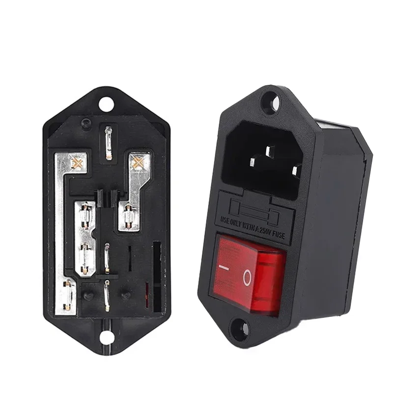 AC-01B-1 Fused Inlet Socket 250V 10A mit roter Lampe Rocker Power Switch für Amplifie Server Equipment Chassis