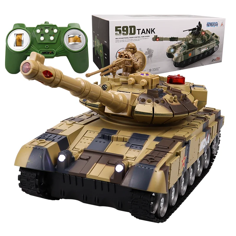 33CM Large Combat 360 ° Rotation Remote Control Tank LED Lighting 2.4G Model Charging Off Road Tracked Window Box RC Toy Car Boy