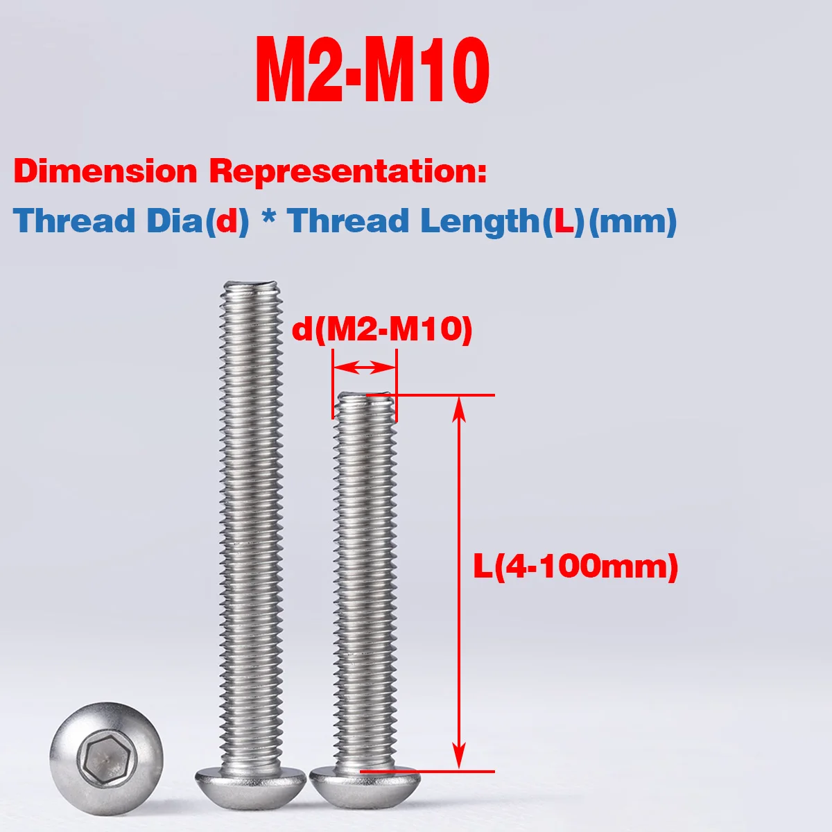 

316 SS Round Head Hexagon Socket Screw, Semicircular Cup Hexagon Screw M2-M10