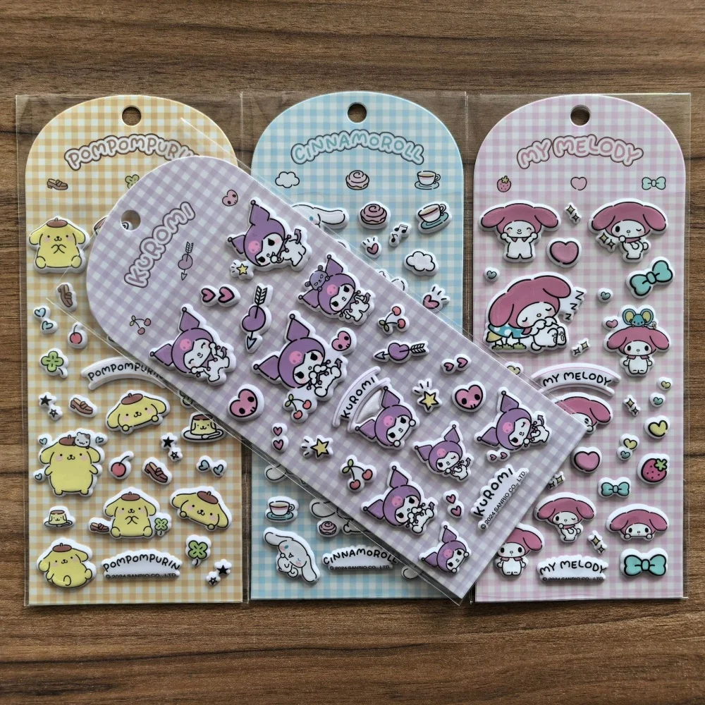 

Оригинальные 3D-наклейки Sanrio из пенопласта: мультяшные персонажи Куроми и Мелоди для скрапбуков, телефонов, кружек, ежедневников и декора.