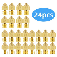 24Pcs MK8 Extruder Nozzles 0.2/0.4/0.5/0.6/0.8/1.0mm M6 Thread for Creality Ender 3/3 Pro/3 V2, Ender 5 3D Printer Part