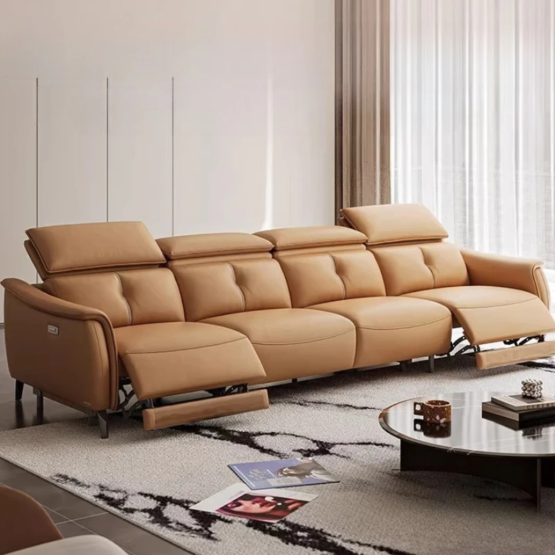 

Multi-functional Electric Sofa Living Room Leather Recliner Lounge Sofa Luxury 3 Seater Divano Moderno Furniture For Home