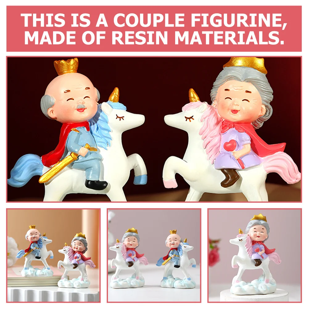 

2Pcs Resin Elderly Couple Unicorn Statue Romantic Couple Crafts for Home Office Wedding Desktop Decor Elderly Figurines