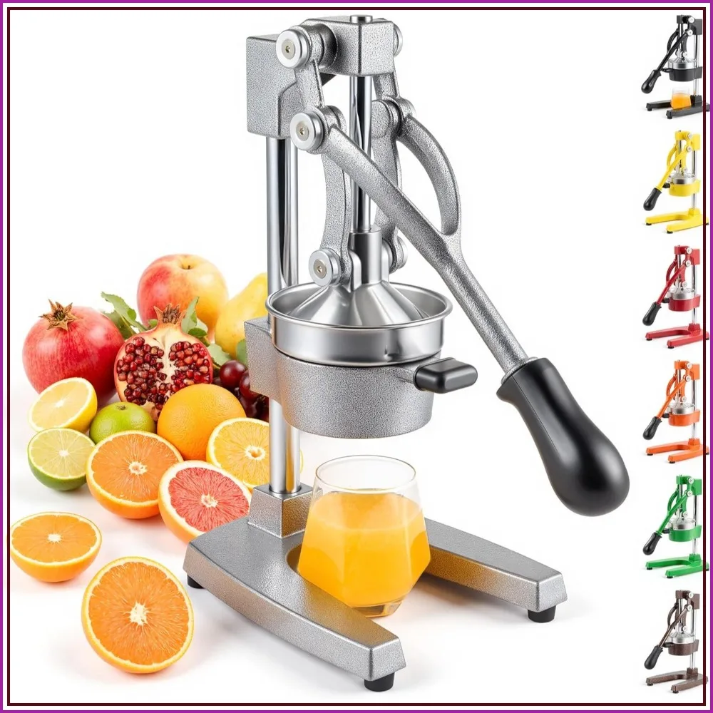 

Manual Citrus Juicer, Cast Iron Orange Juicer, Heavy Duty Juice Press with Removable Strainer, for Orange Lemon Pomegranate Citrus, Gray