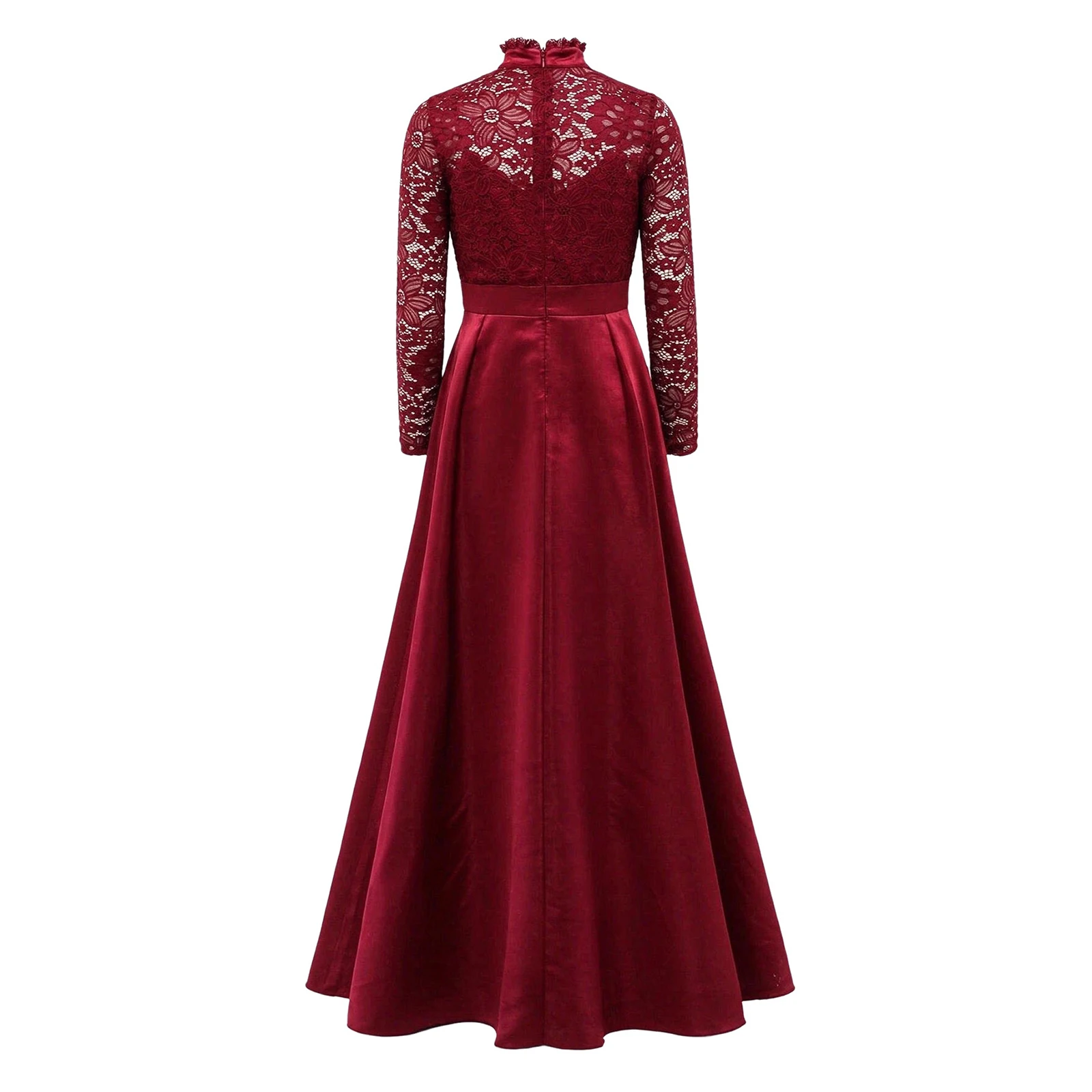Elegant Girls Bow Party Gown Kids Long Sleeve Floral Lace Bodice Satin Dress for Wedding Pageant Birthday Holiday Celebrations