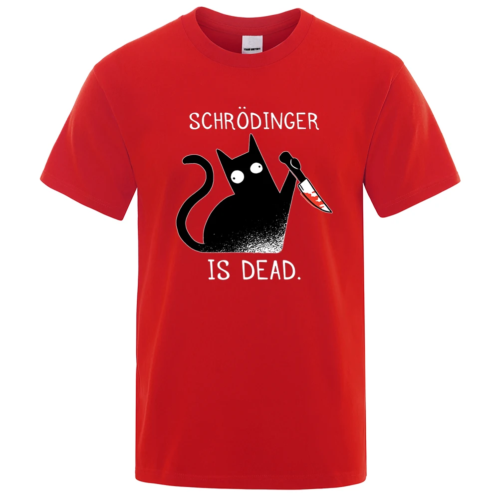 Schrodinger Is Dead Black Cat Fashion Soft T-Shirt Man High Quality T-Shirts Oversized T Shirts Cotton Short Sleeve Street Tops