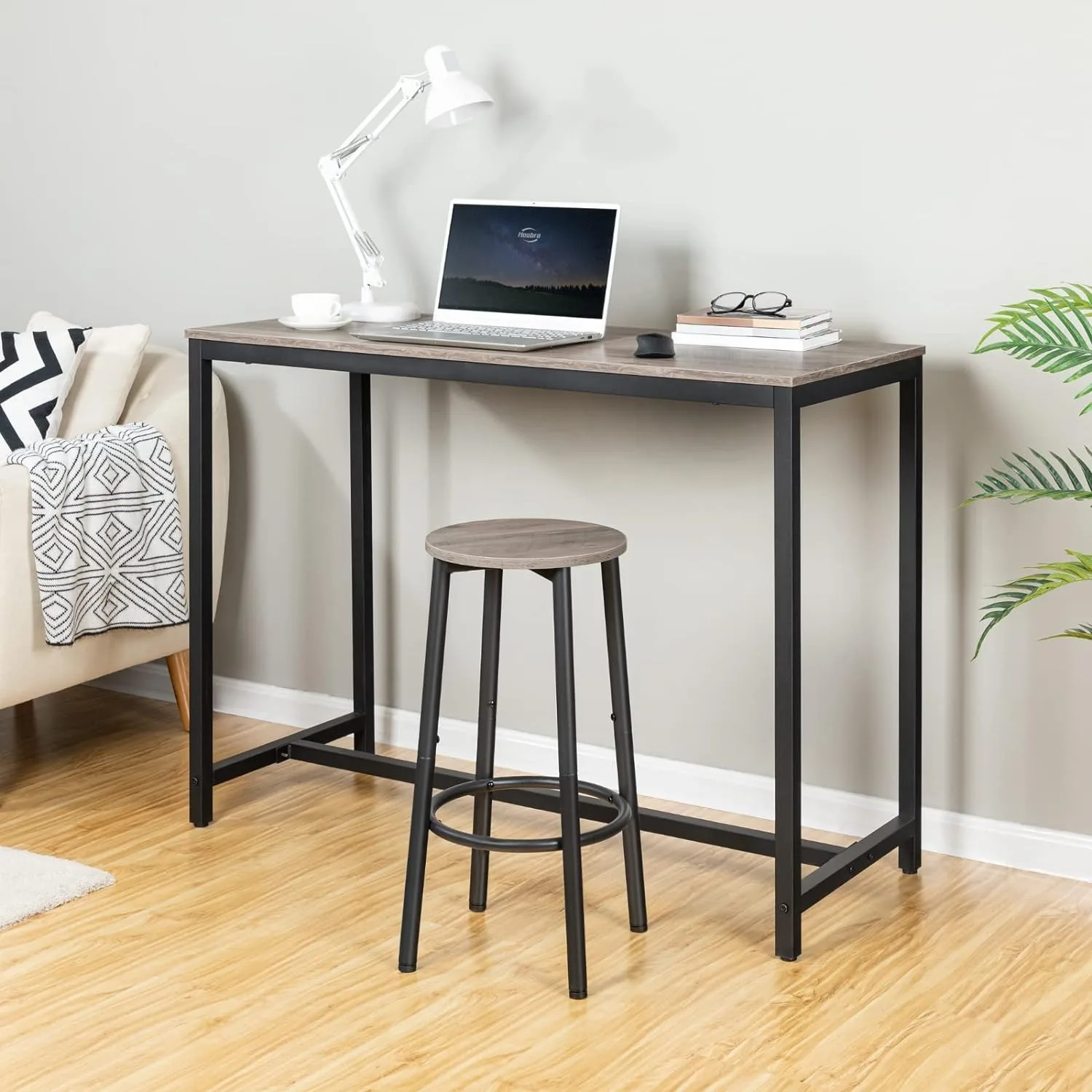 Ensemble de 2 chaises de bar rondes avec repose-pieds, pour cuisine, cadre en acier robuste pour salle à manger