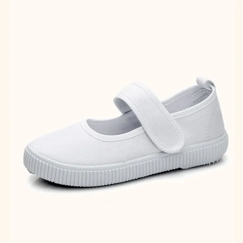 Kids Shoes Kindergarten Indoor Dance for Boys and Girls Students White Cloth Shoes for Children\'s ShoesCanvasVelcroPrimarySchool