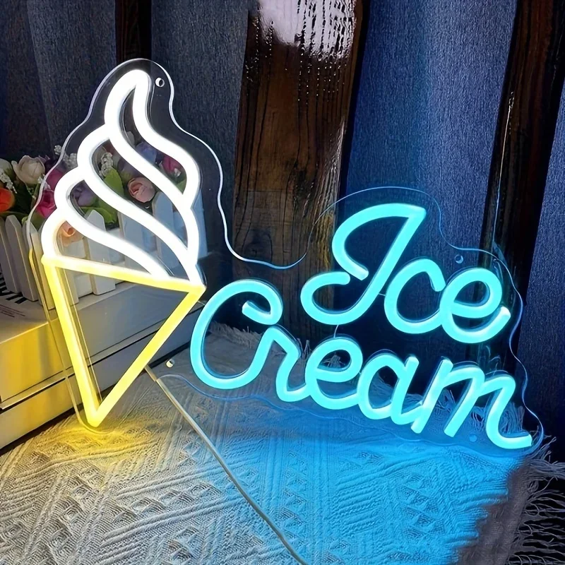 Eis Leucht reklame Milch Shakes Kunst Wand lampe für Party Festa Hochzeit USB Lichter Logo Getränk Dessert Shop Bar Zubehör Neon