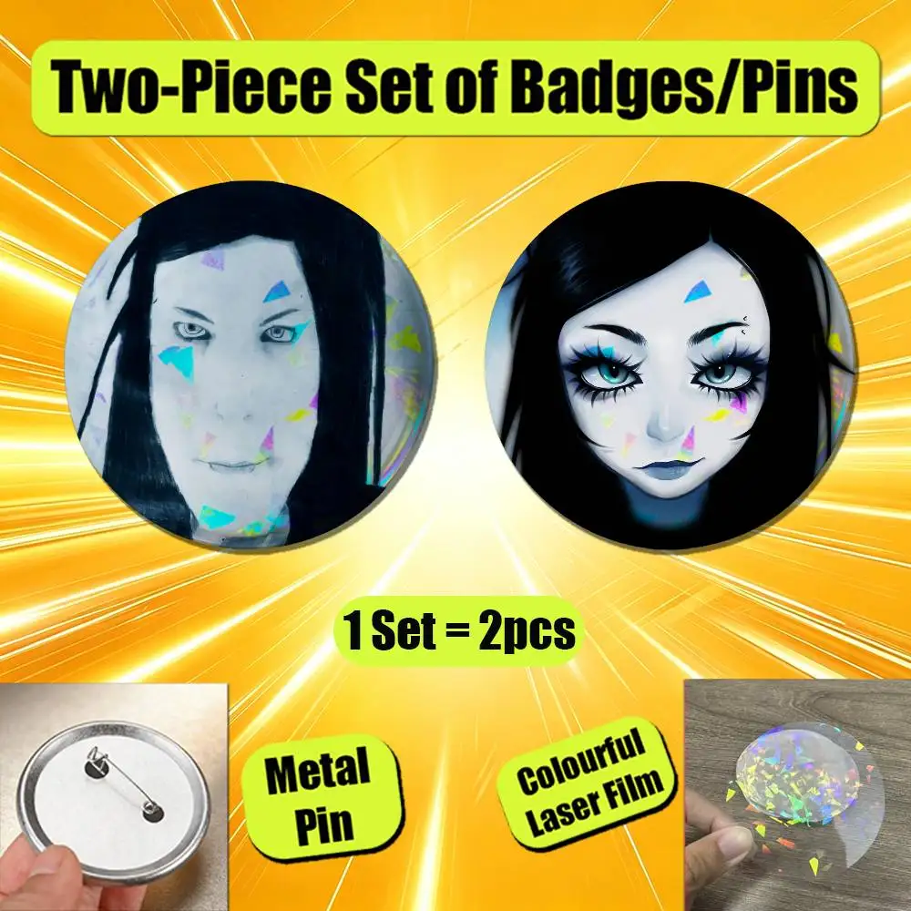For Sanctuary Fallen Amy Lee Evanescence Enamel Pin Badge Set 2PCS Round Metal Button Brooch Backpack Ita Bag Pins Custom