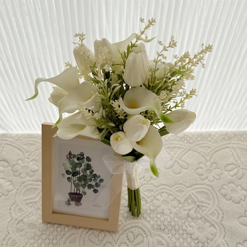 

Искусственные калла-лилии Искусственные цветы тюльпанов, цветочный свадебный букет Букет подружки невесты с свадебной церемонией Фестивали Декор